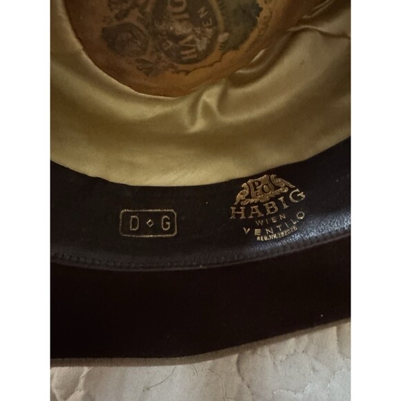 Vintage Habig Wien Velour Felt Fedora Hat Brown Austrian Rope Band Size 58 main image 7